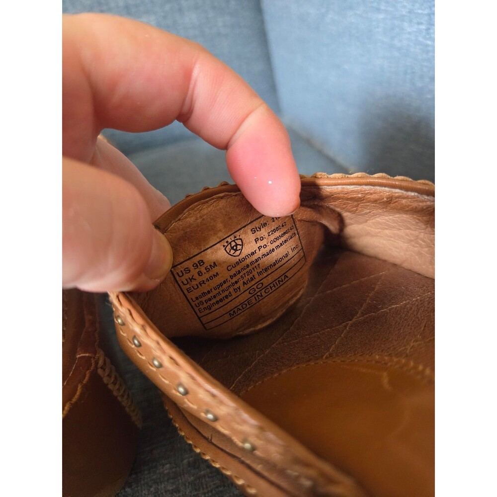 Ariat Women's Brown Leather Horseshoe Wedge Sandals w/ Stud Edging Size 9 - Picture 7 of 11